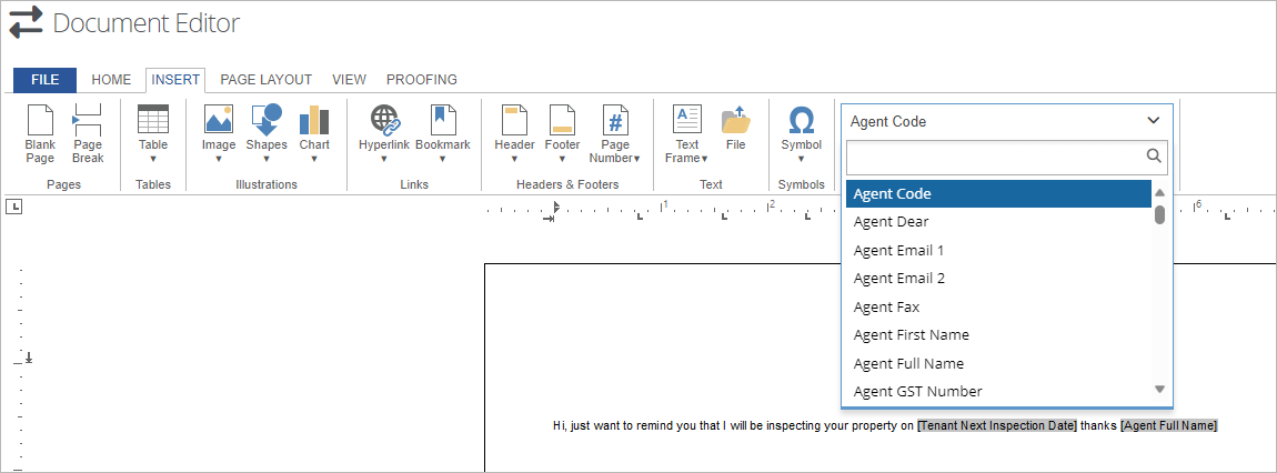 Create and edit a document template