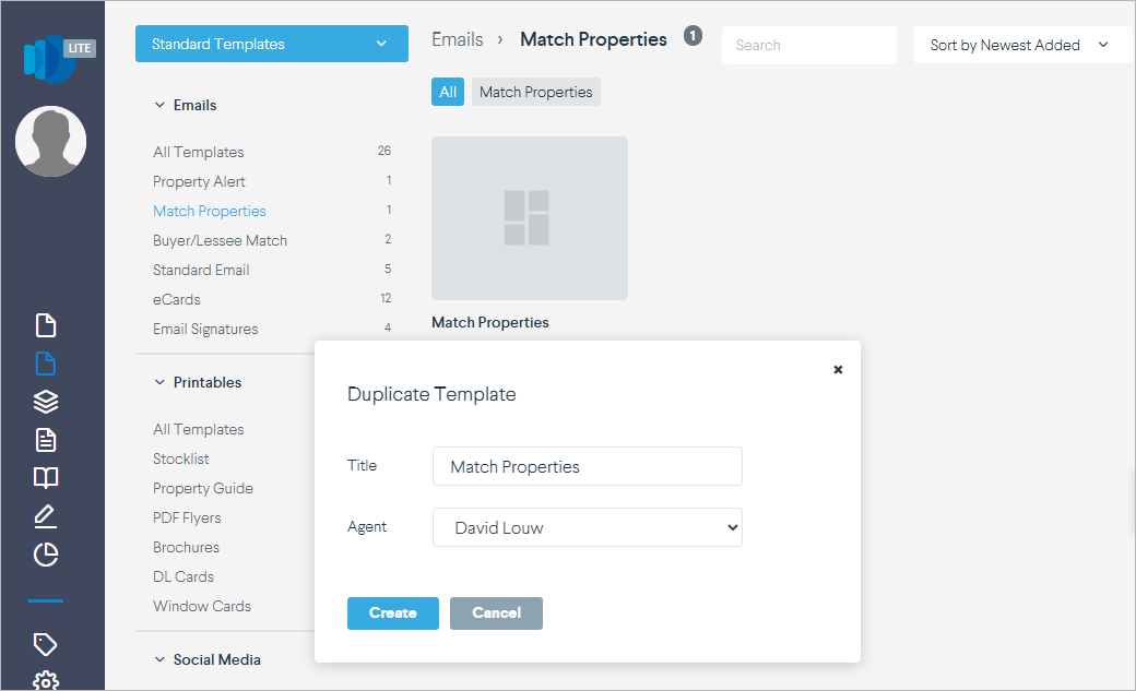 Create match properties emails