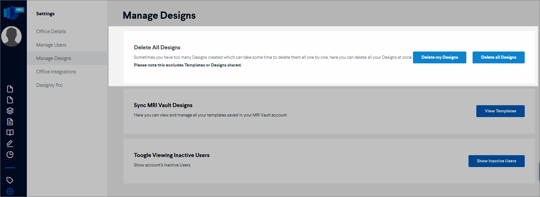 Manage designs