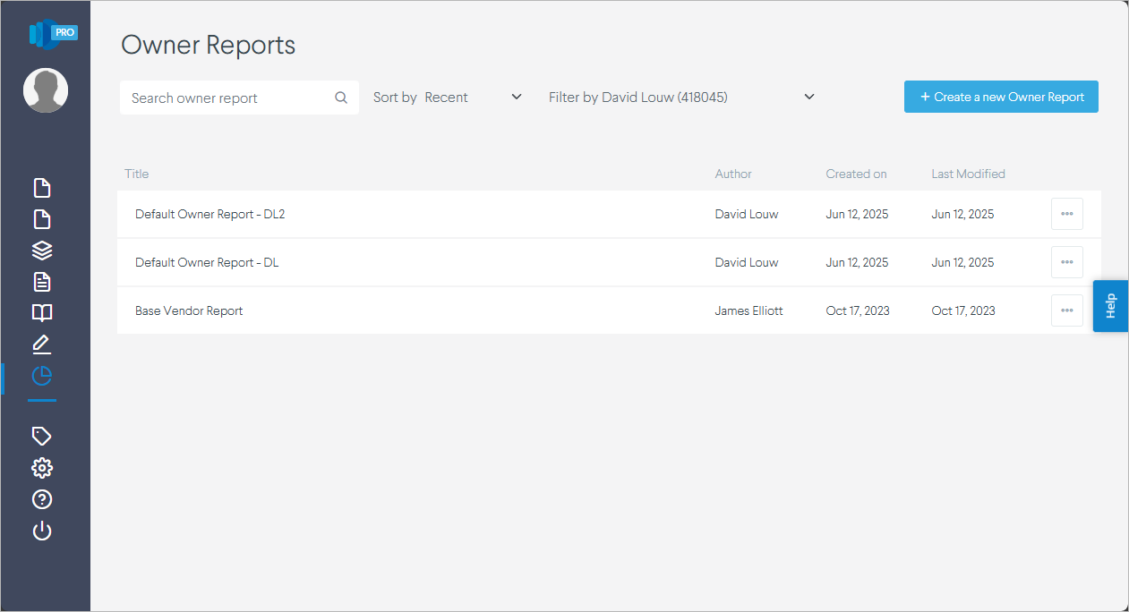 Create owner reports