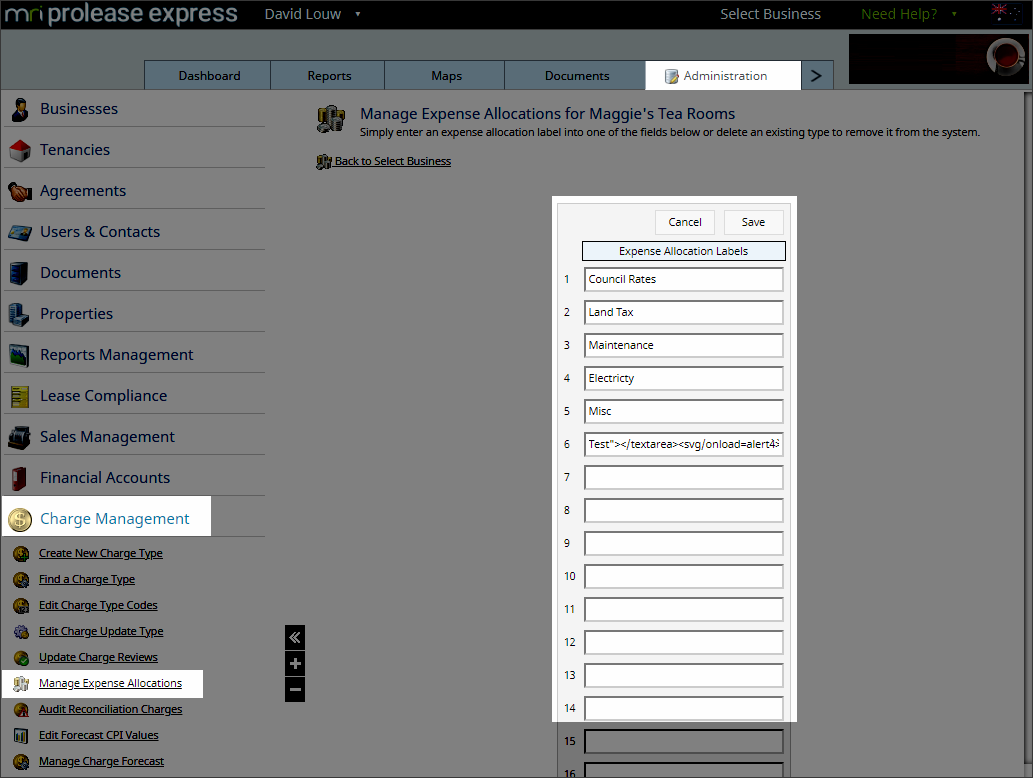 Manage expense allocations