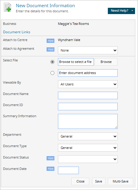 Create and upload documents