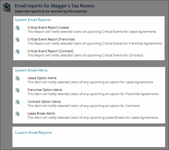 Manage email reports
