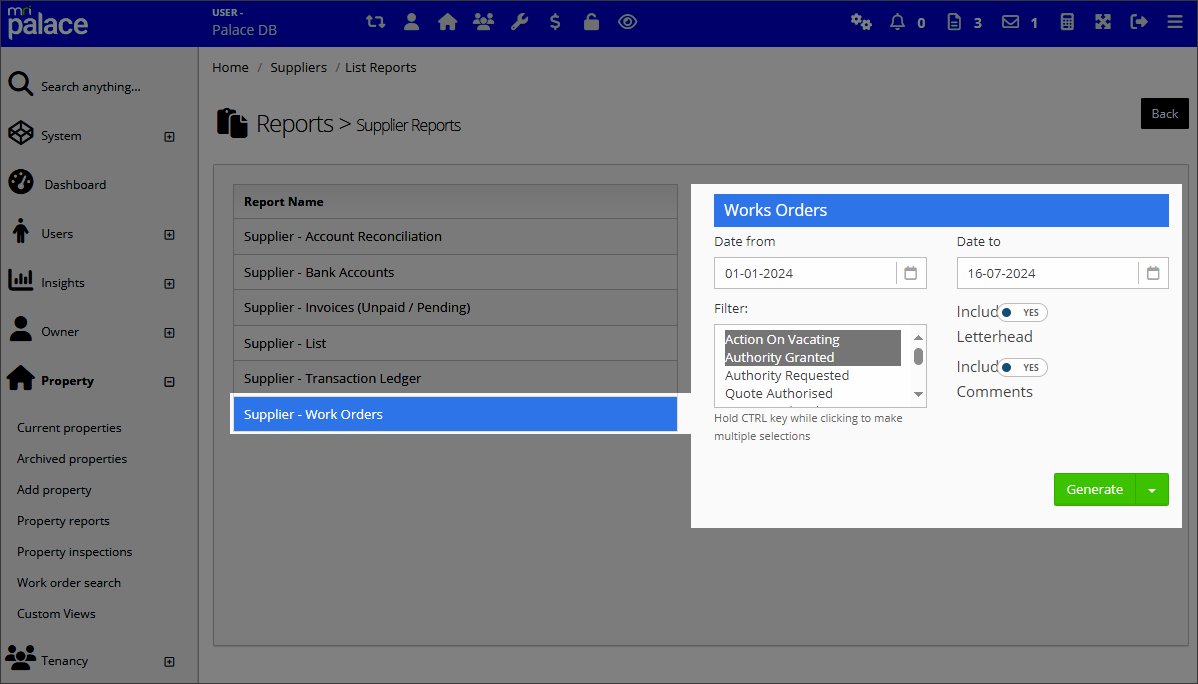 Supplier reports overview