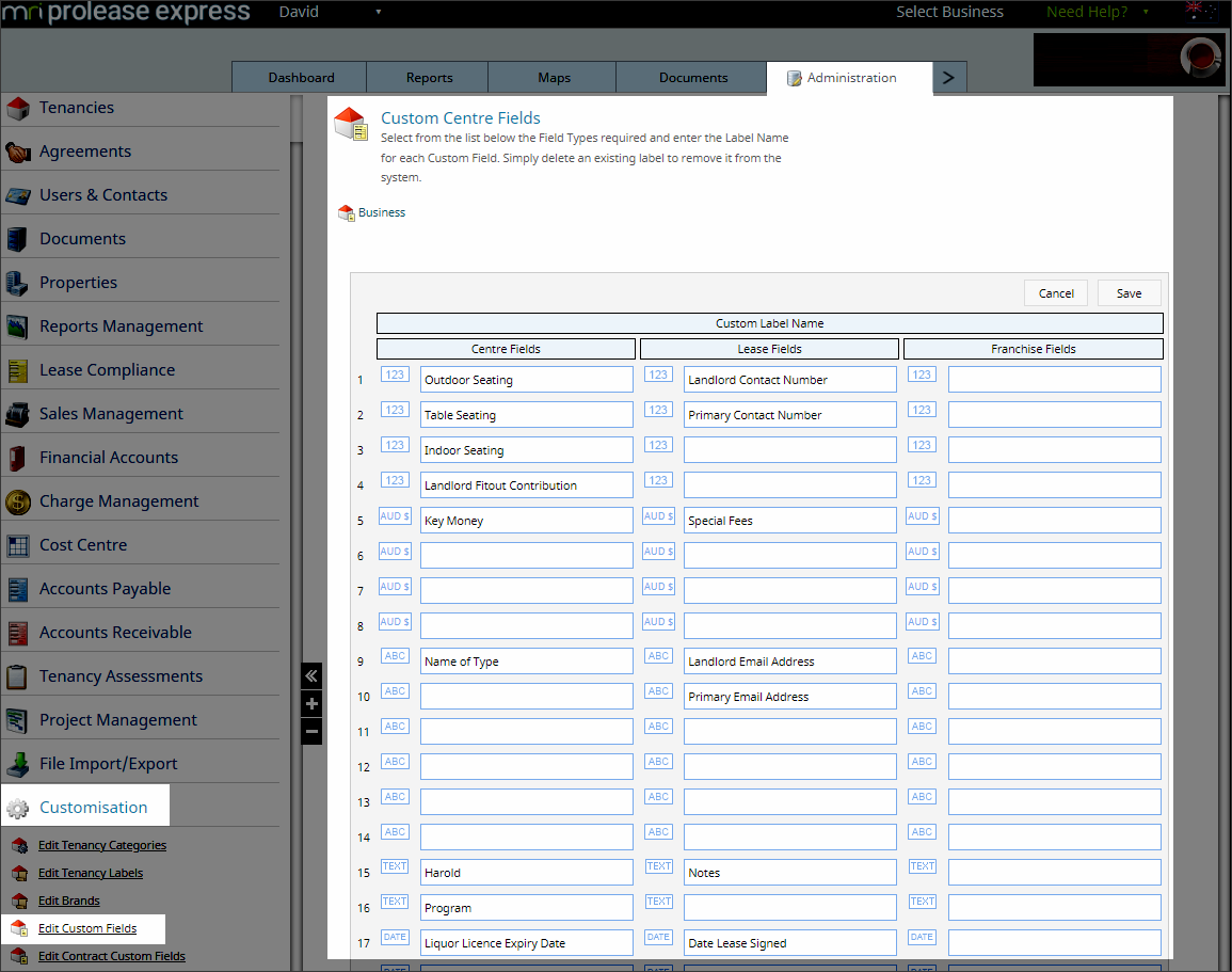 Create and edit custom fields