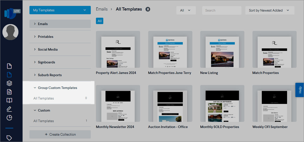 Manage template collections