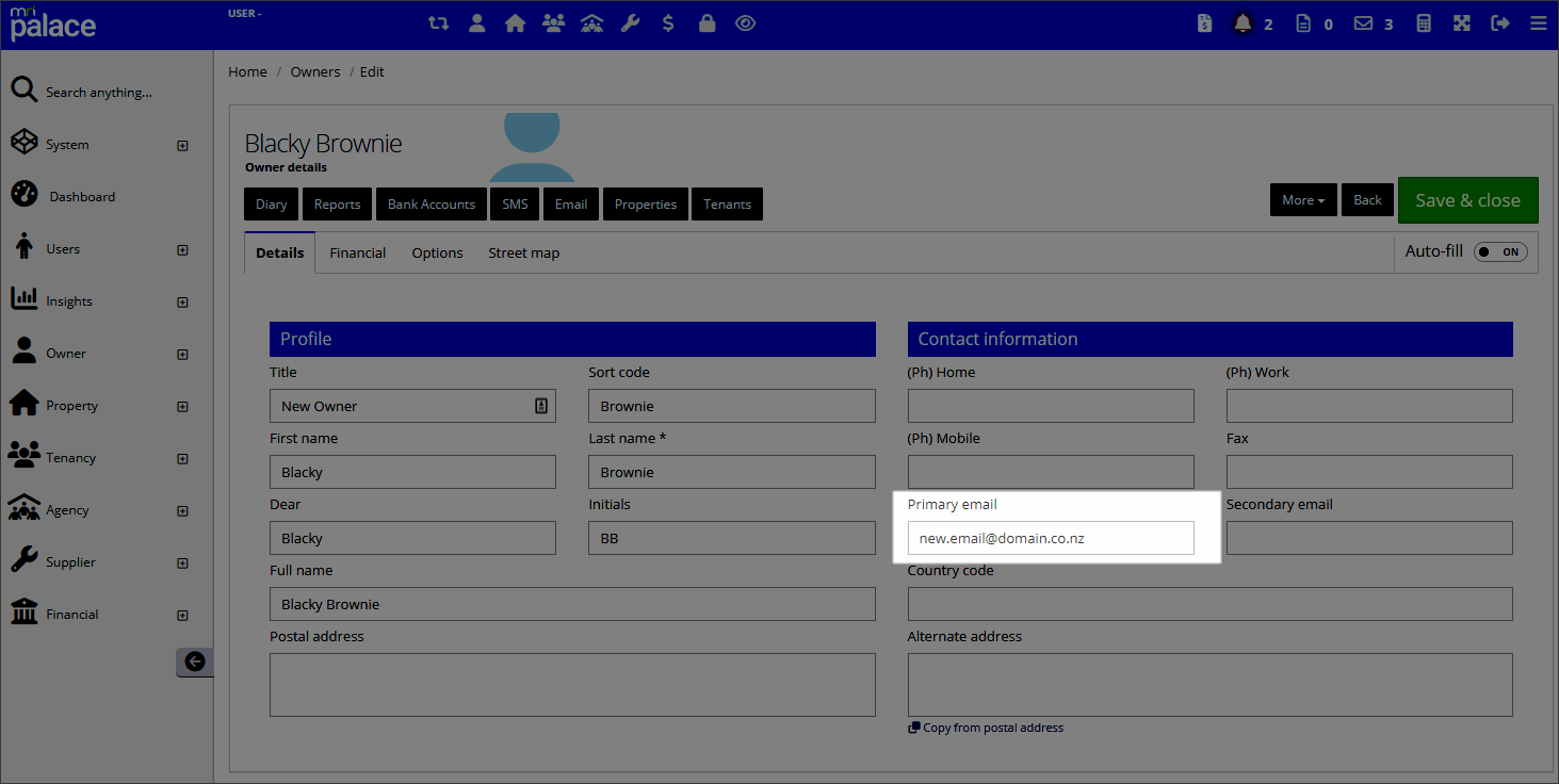 Alter Email Address Change an email address