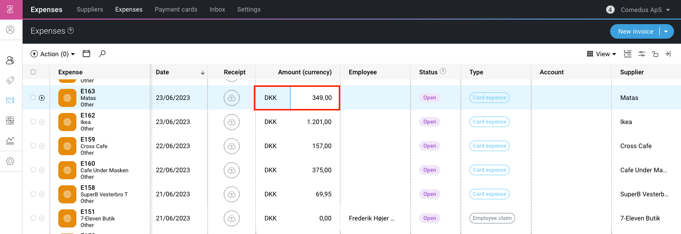 Edit an entry or expense