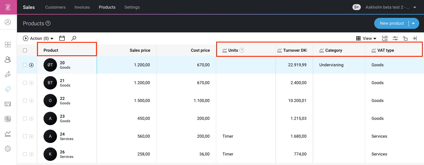 Create a report of your products