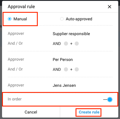 Example of an approval rule - More than one approver