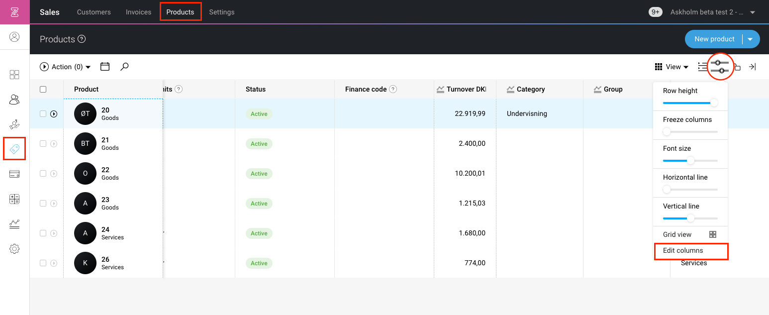 Create a report of your products