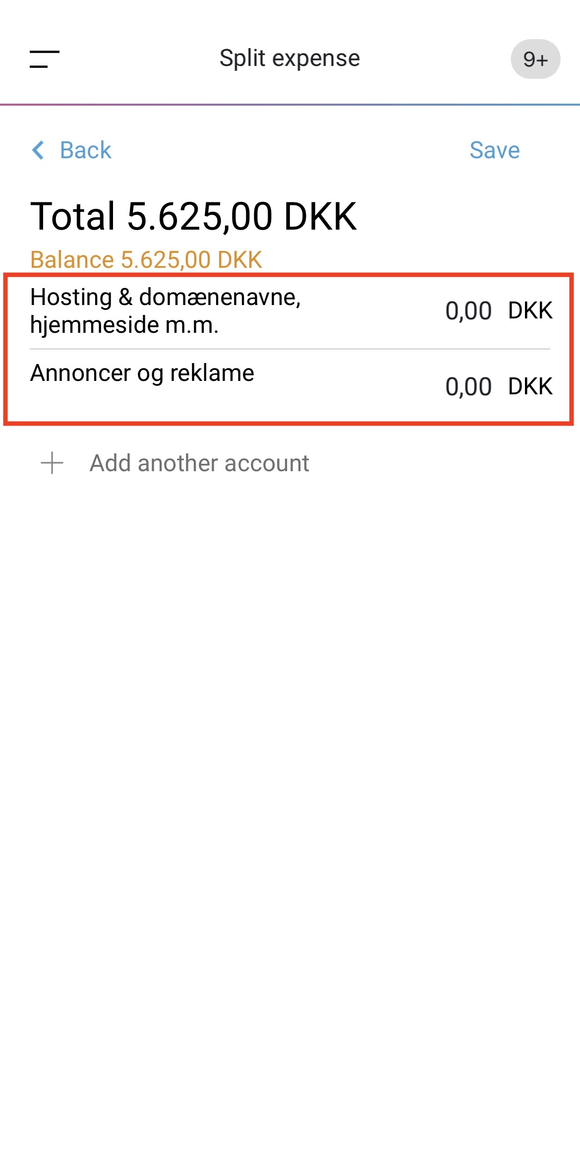 Split an expense on multiple accounts from the mobile app