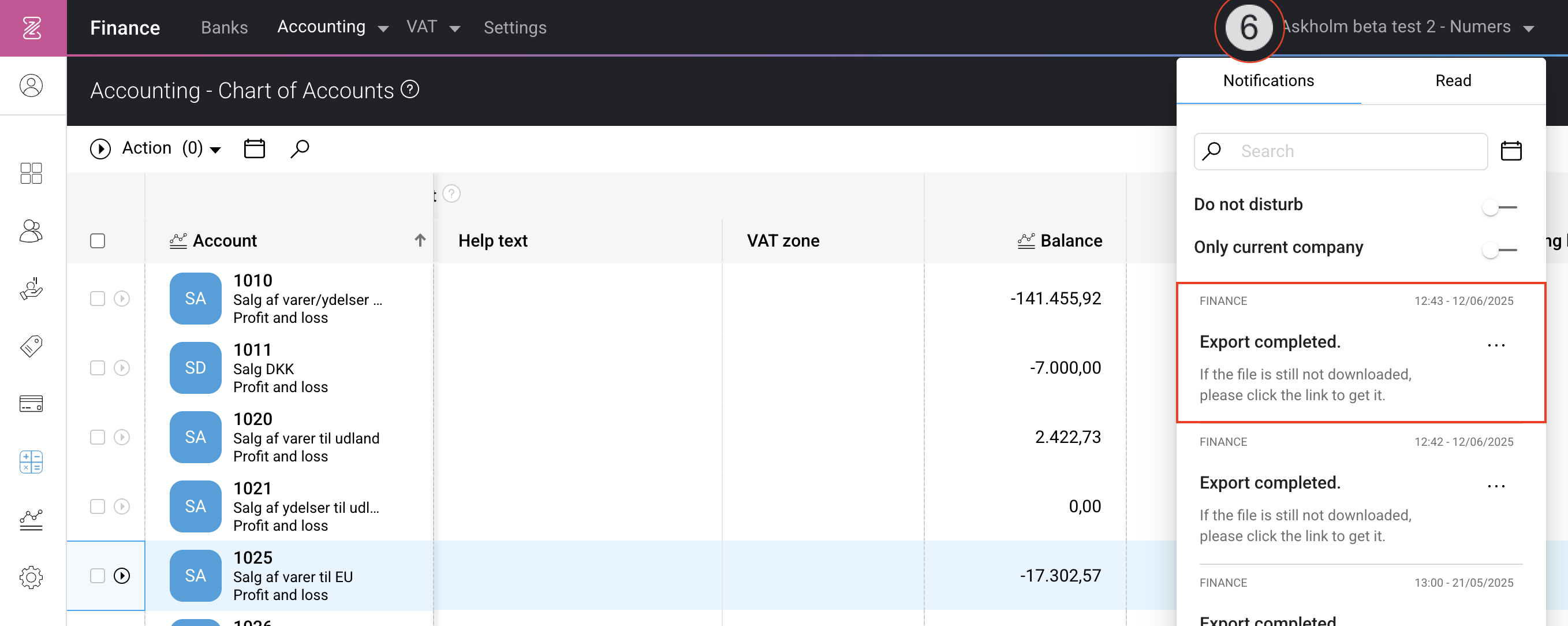 Export an account statement