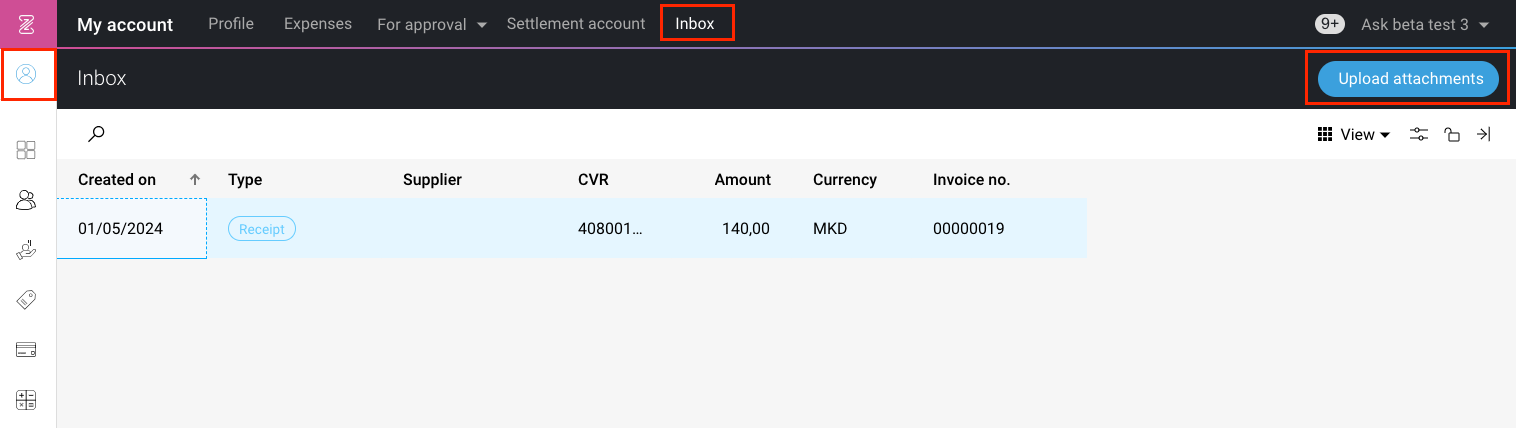 File Upload Inboxes Upload your receipts to the inbox under