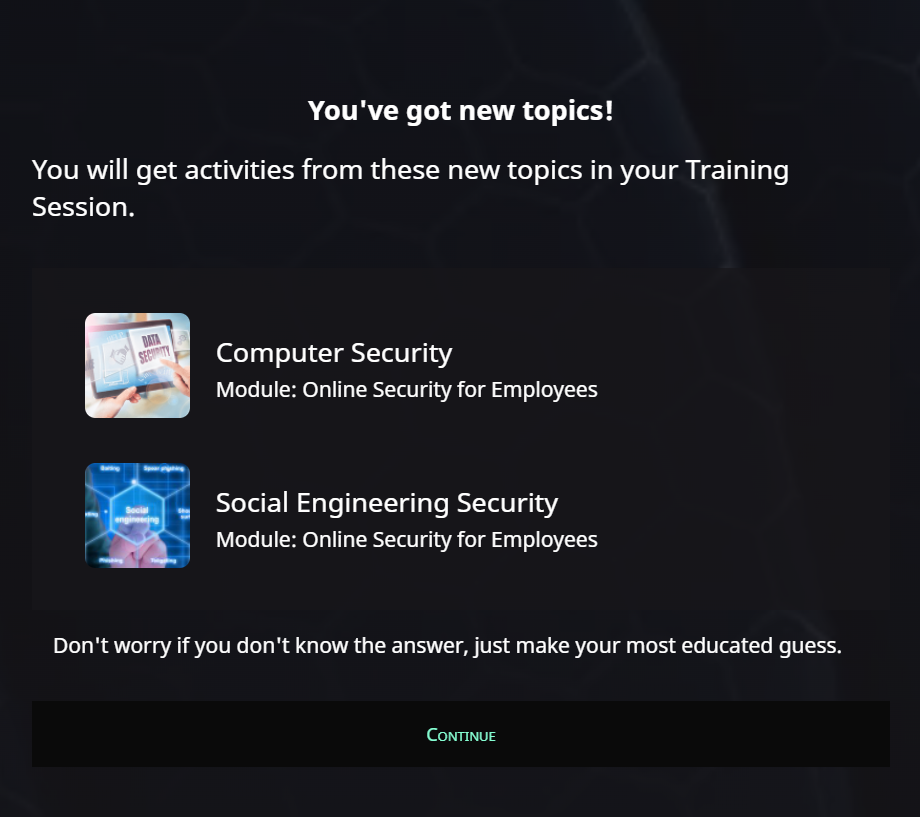 Learner Experience: New Topic Alert