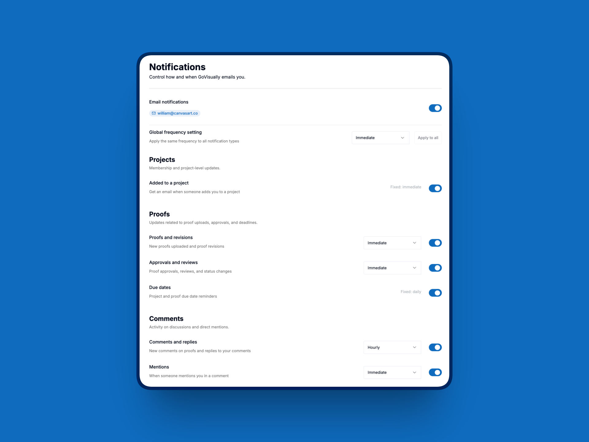 How do I adjust email notifications?