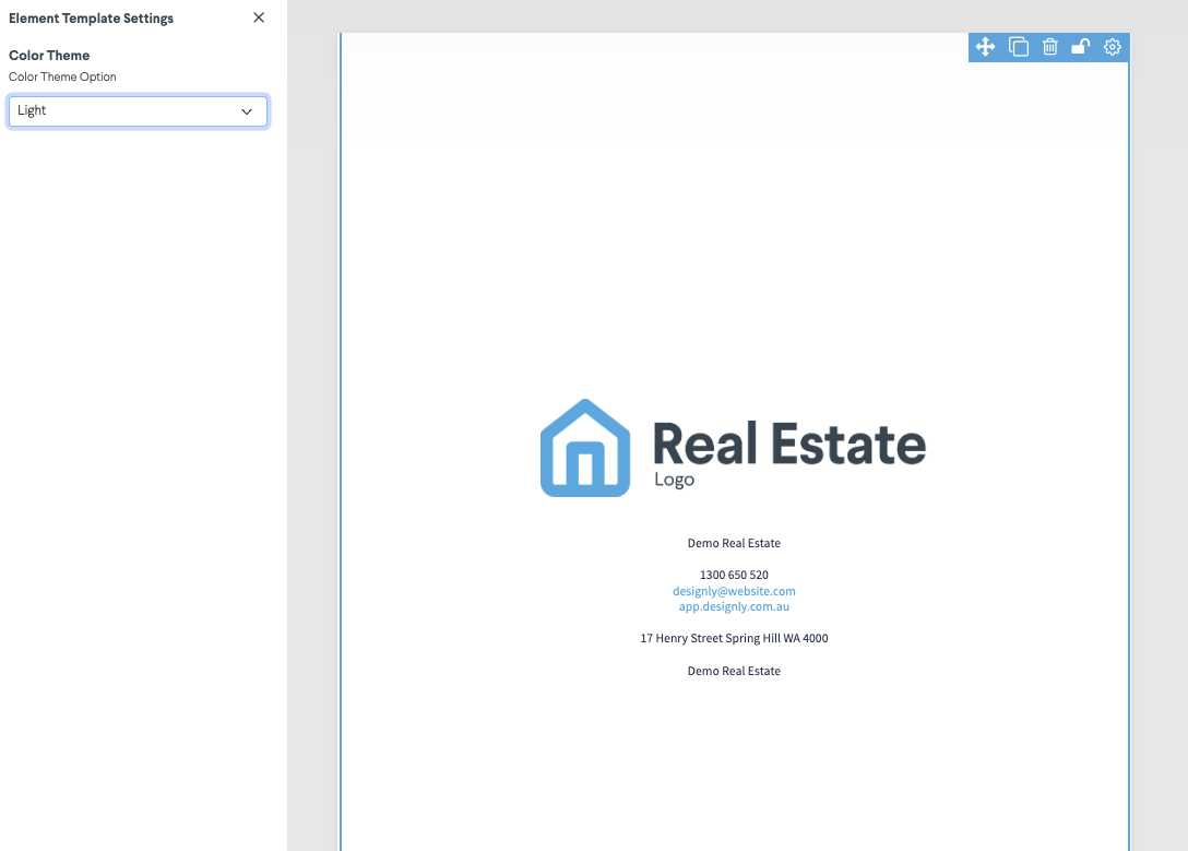 Use template and element settings