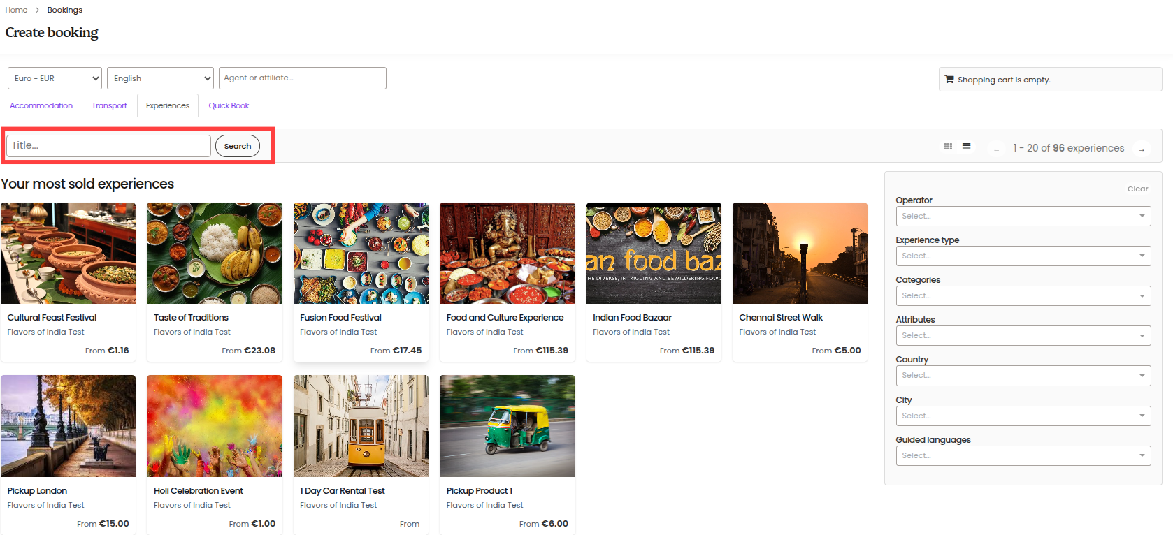 How to add a booking within the create booking section