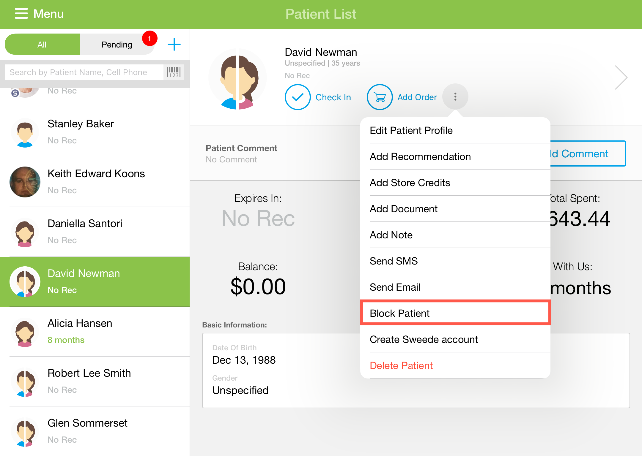 Blacklisting Customers (on iPad)
