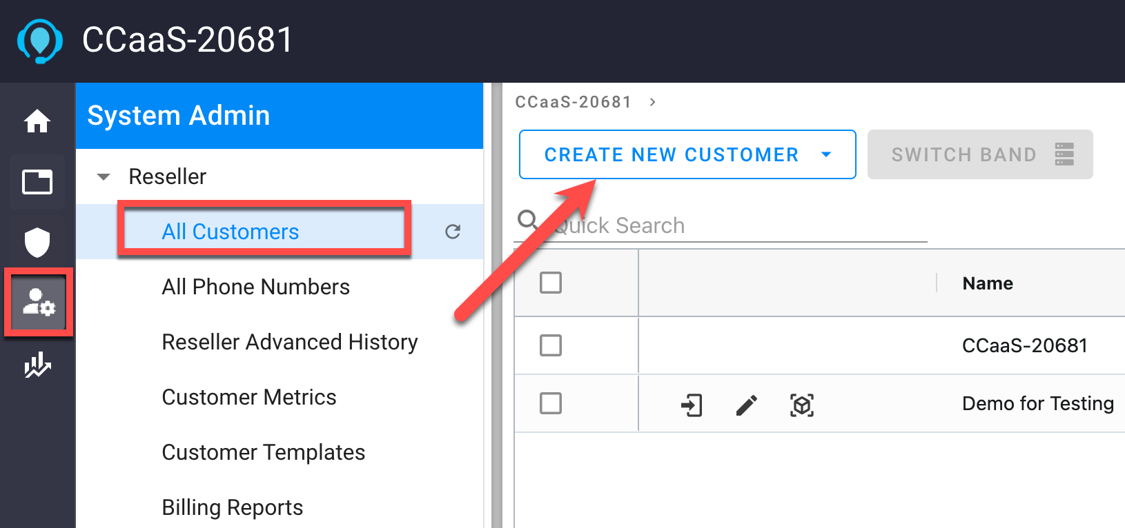 Setting up a customer in the Contact Center