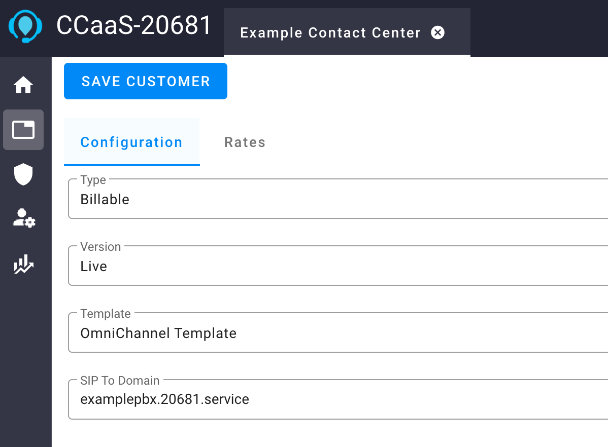 Setting up a customer in the Contact Center