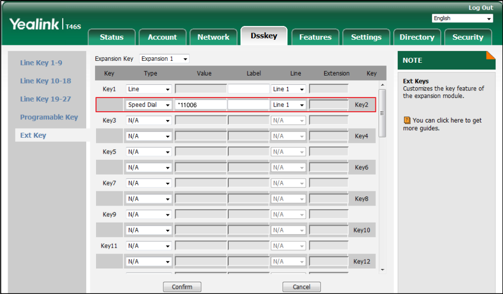 Configuring a Yealink Expansion Module