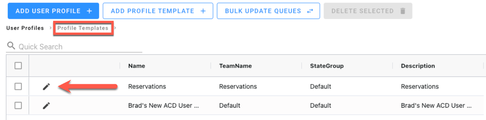 Set up ACD User Profiles and Profile Templates in the Contact Center