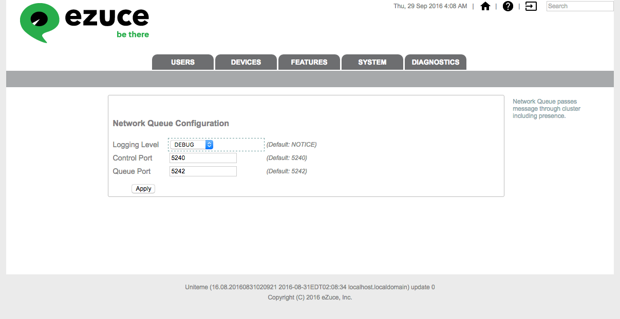 Configuring: System Services Configuration - Network Queue