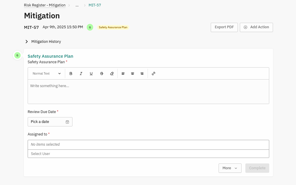 Mitigation Options Interface Working with Mitigations