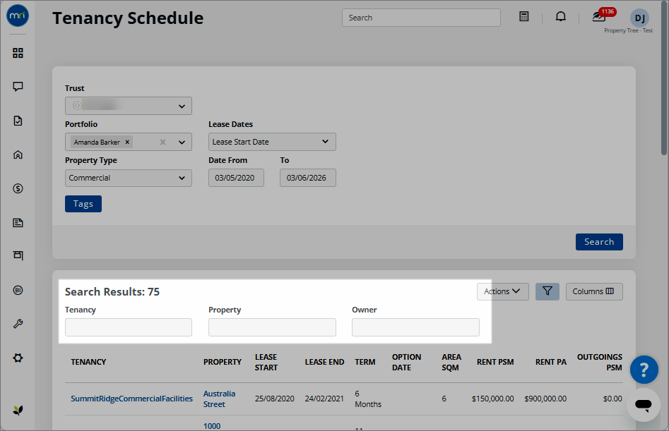 Understand the tenancy schedule report