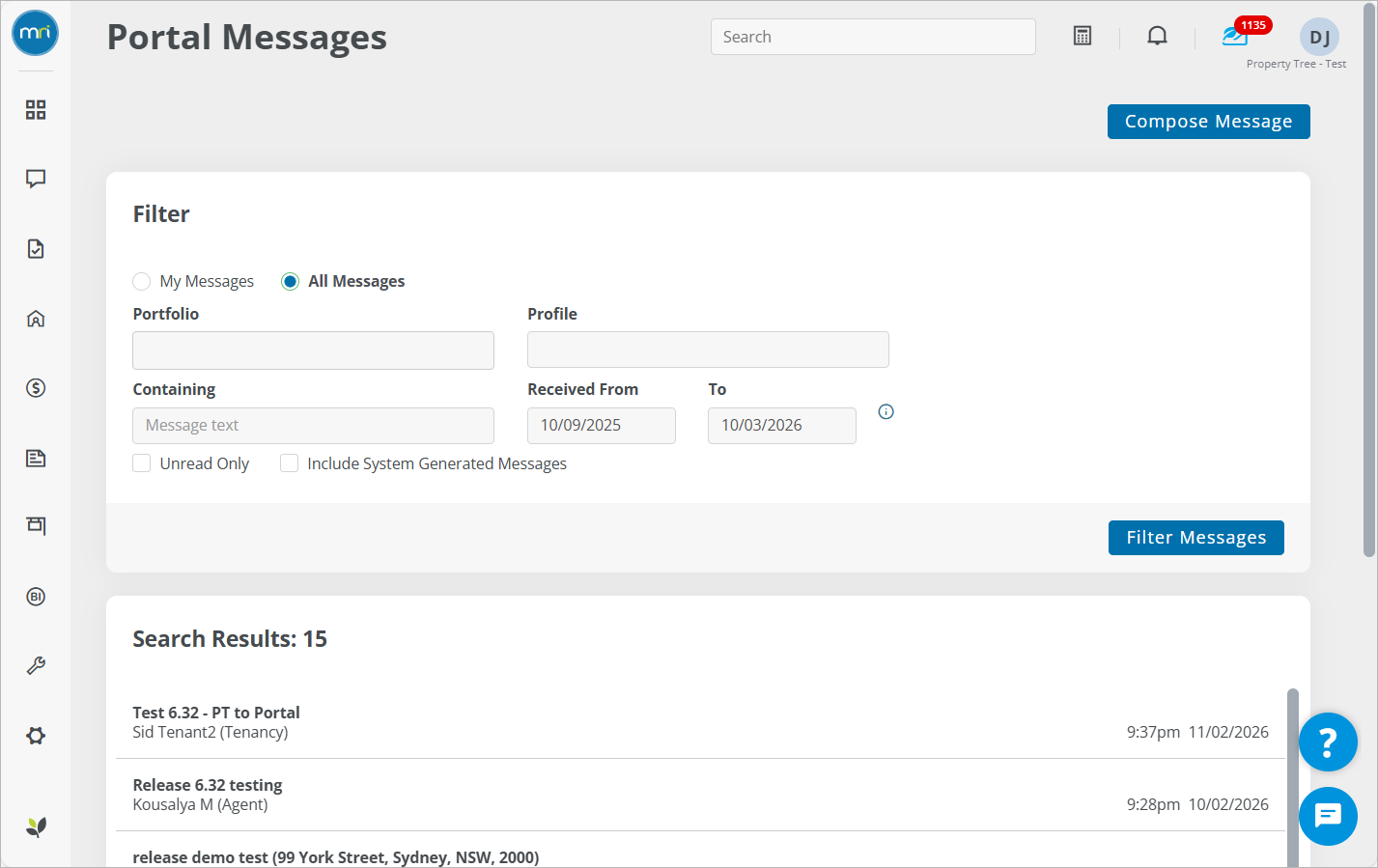 Send and reply to tenant and owner Portal Messages