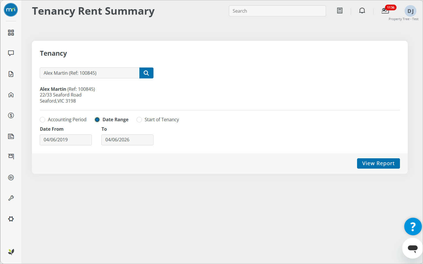 Understand the Tenancy Rent Summary report