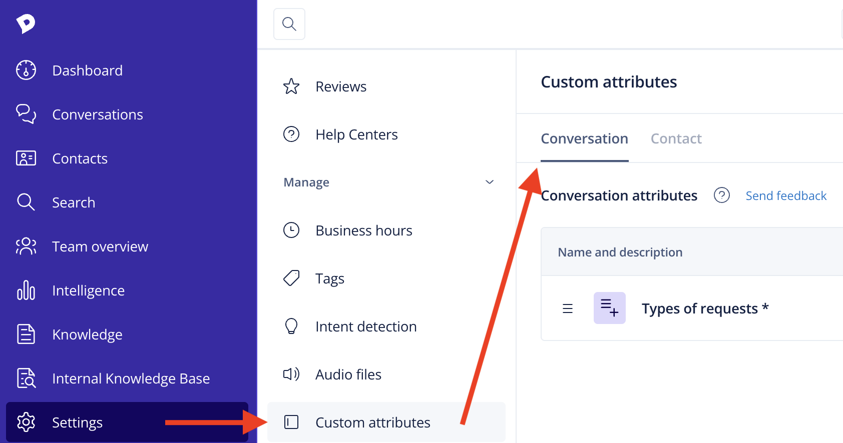 Adding & editing custom conversation attributes