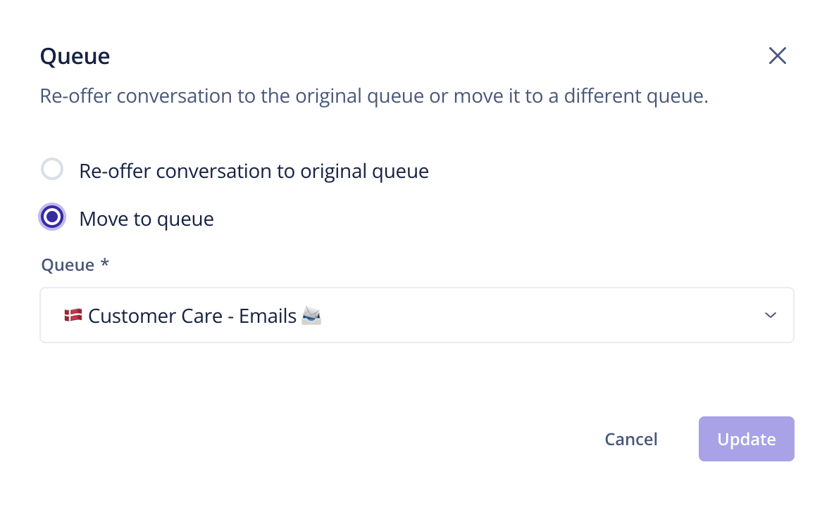 Assign outbound conversations to a queue