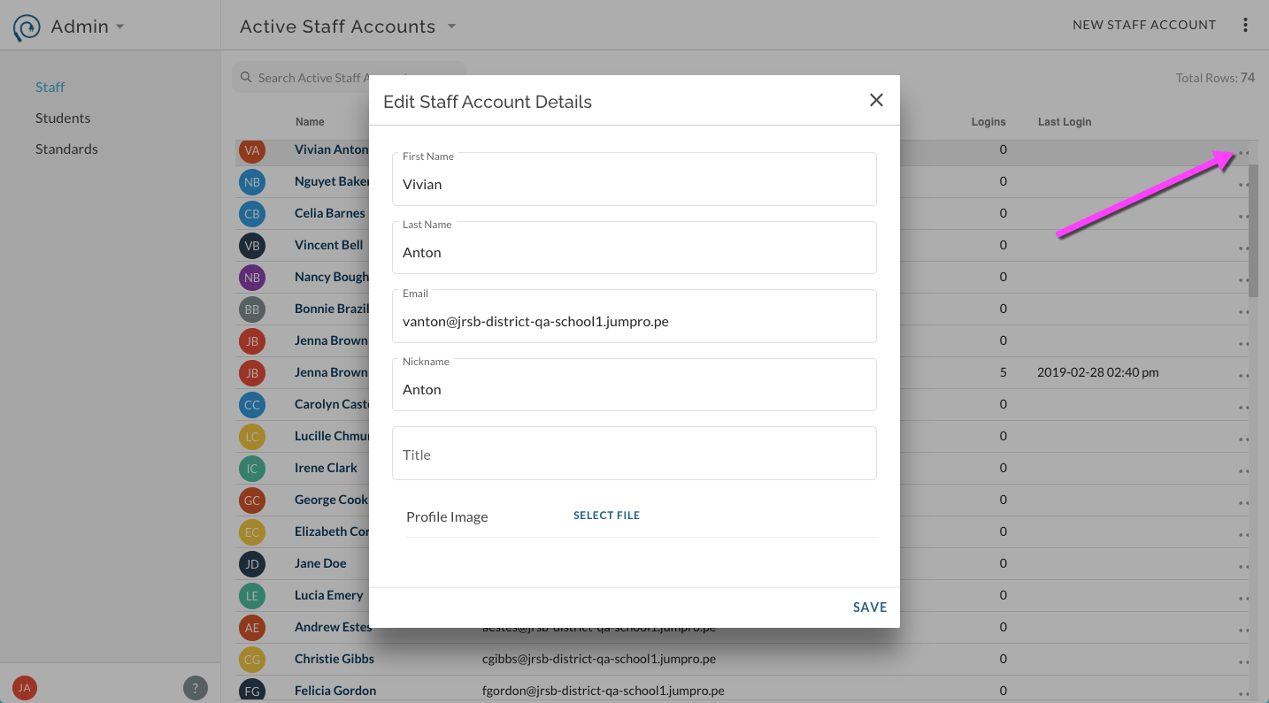 Manage Staff Accounts