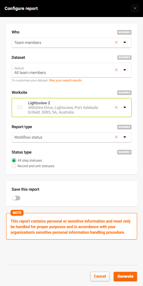 Generate a report