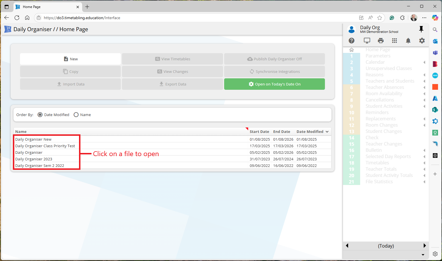 Awth Quick start guide for the Modern View of Daily Organiser