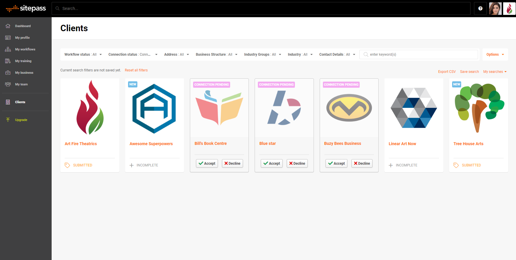 Dashboard - Connection requests widget