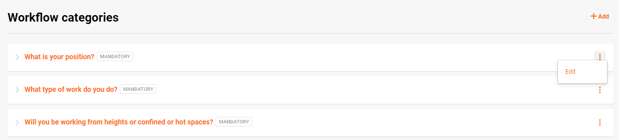 Edit or delete your workflow categories