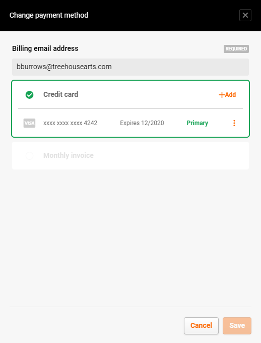 Add Card Billing Address Delete credit card details