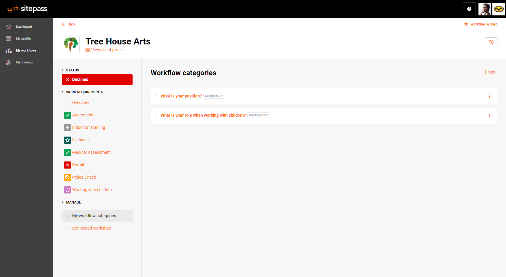 Edit or delete your workflow categories