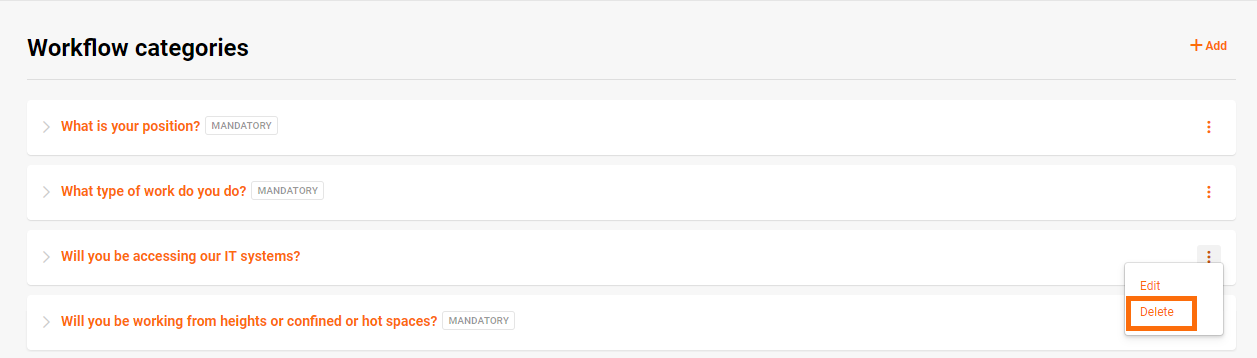 Edit or delete your workflow categories