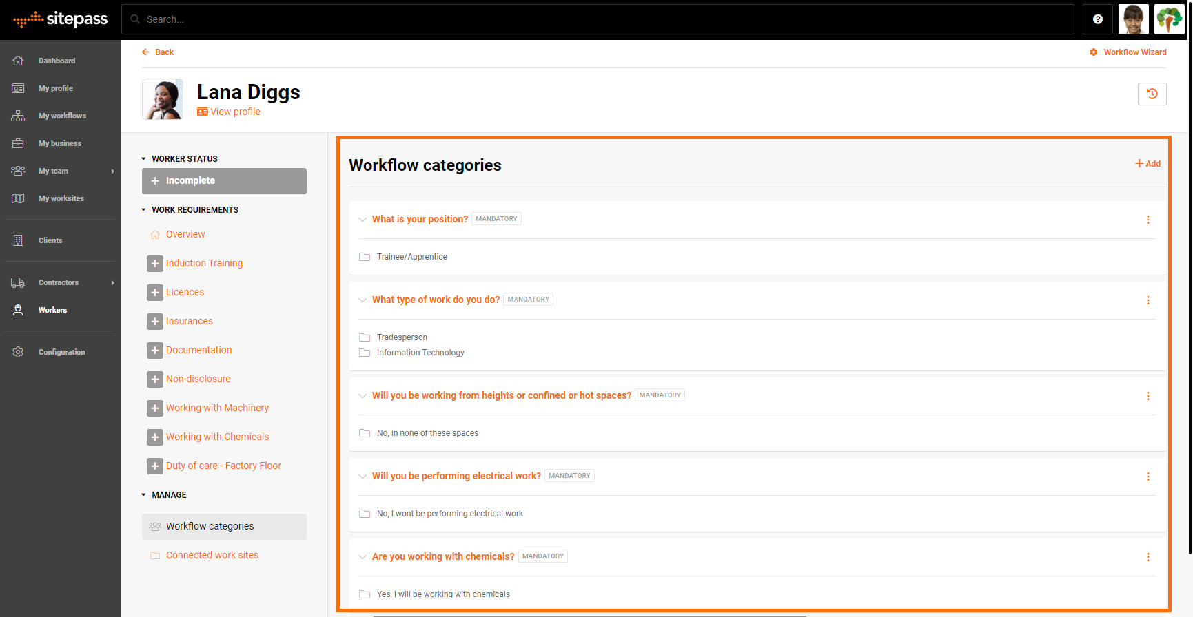 Add a workflow category against a worker