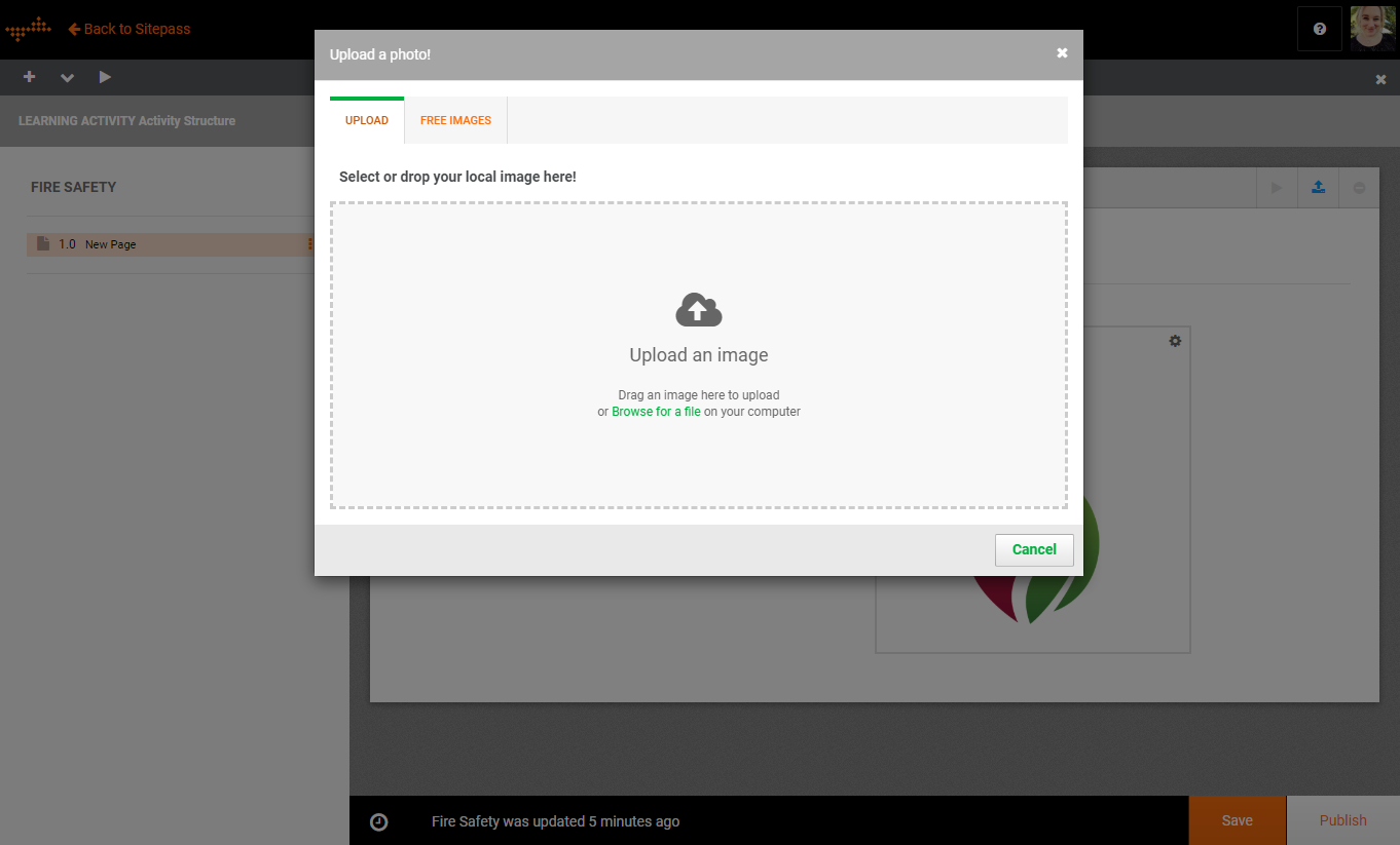 Replace or add a learning activity image