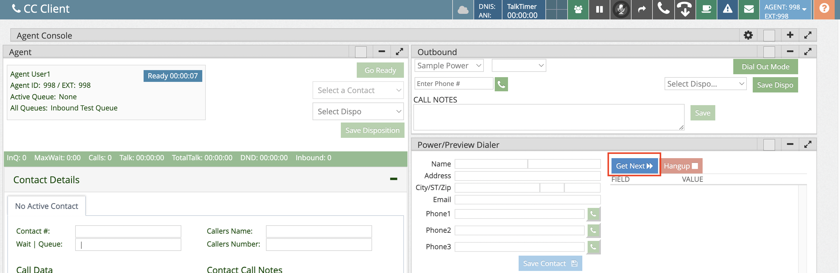 Contact Center Professional Power/Preview Widget