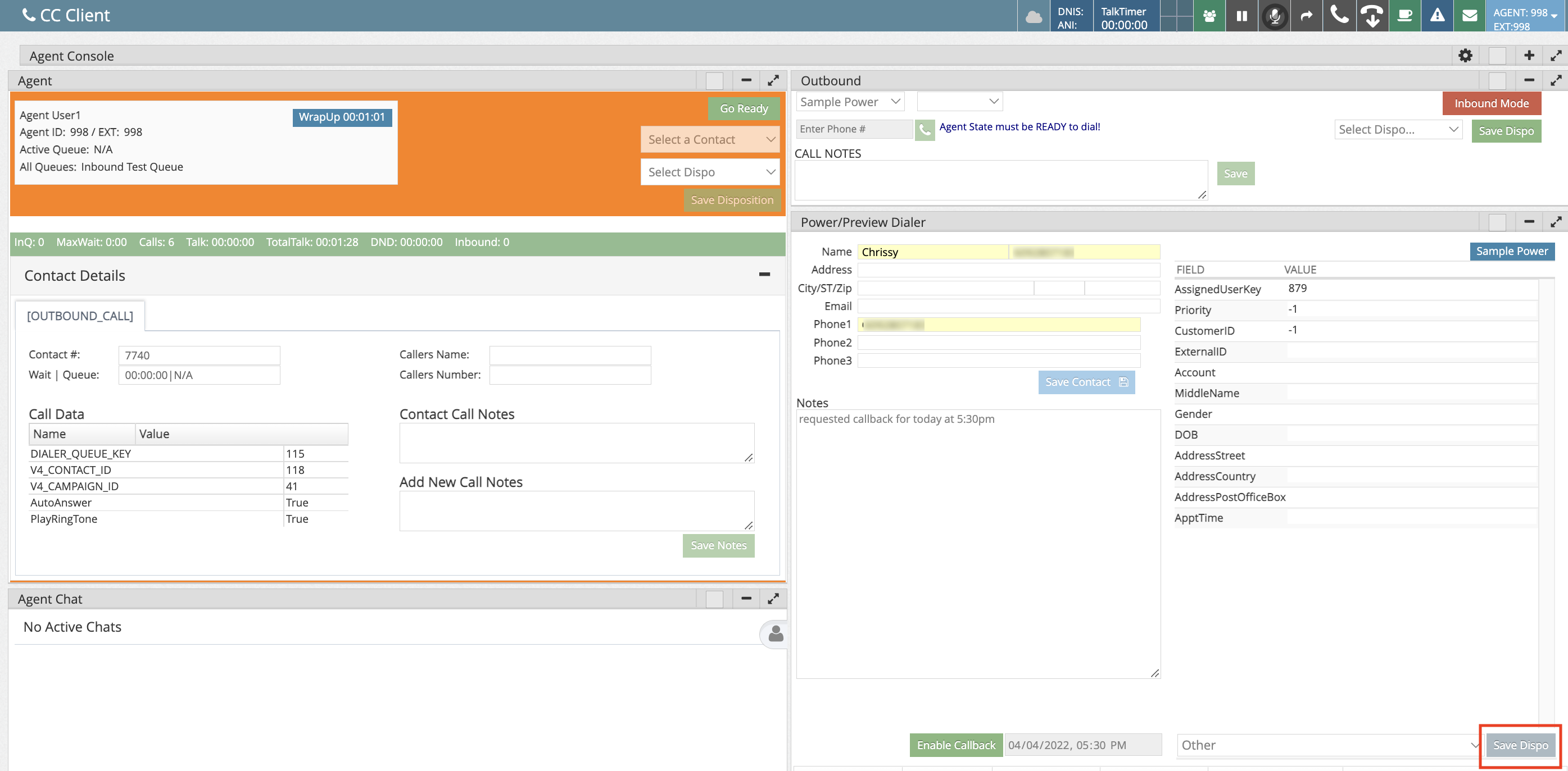 Contact Center Professional Power/Preview Widget