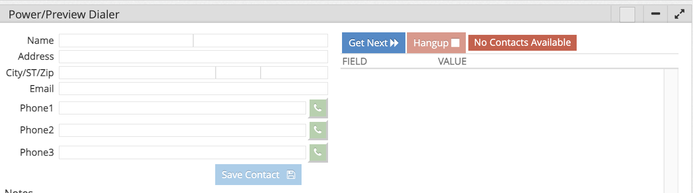 Contact Center Professional Power/Preview Widget