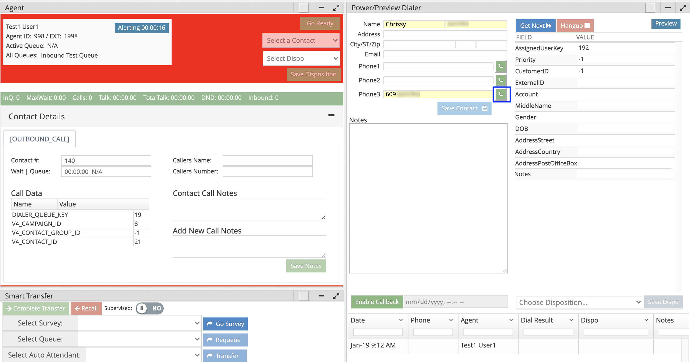 Contact Center Professional Power/Preview Widget