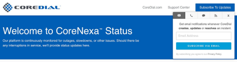 Subscribing to CoreDial's Status Page