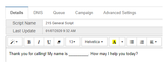 Contact Center Essentials Agent Scripts